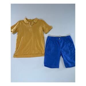 Carter’s Boys Outfit – Mustard Yellow Polo & Blue Chaps Chino Shorts – Size 5